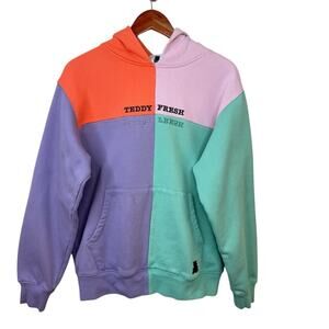 TEDDY FRESH Unisex Size M Colorblock Hoodie Orange,Pink,Purple, Mint Oversized
